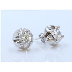 14K WHITE GOLD EARRING :5.4g/Center Cubic zirconia:2ea