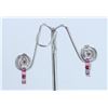 Image 4 : 14K WHITE GOLD RUBY EARRING: 3.9g / Diamond: 0.2ct / Ruby: 1.11ct