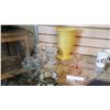 Image 1 : PINK DEPRESSION CAKE PLATE, MEDALTA VASE AND CRYSTAL WARE