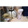 Image 2 : TWO VASES AND GLASS LAMP SHADE