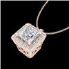 Image 1 : 1.93 CTW Princess VS/SI Diamond Solitaire Micro Pave Necklace 18K Rose Gold - REF-436H4A - 37173
