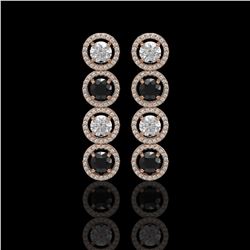 5.58 CTW Black & White Diamond Designer Earrings 18K Rose Gold - REF-581H3A - 42612