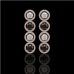 5.58 CTW Black & White Diamond Designer Earrings 18K Rose Gold - REF-581H3A - 42612