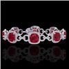 Image 1 : 25 CTW Ruby & Micro VS/SI Diamond Bracelet 14K White Gold - REF-457Y3K - 23028