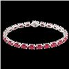 Image 2 : 29 CTW Ruby Eternity Designer Inspired Tennis Bracelet 14K White Gold - REF-180H2A - 23393