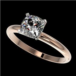 1 CTW Certified VS/SI Quality Cushion Cut Diamond Solitaire Ring 10K Rose Gold - REF-297W2F - 32901