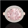 Image 2 : 4.50 CTW Morganite & Micro Pave VS/SI Diamond Ring 14K Rose Gold - REF-155H3A - 20918