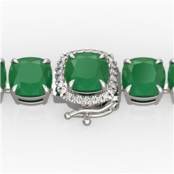 46 CTW Emerald & Micro VS/SI Diamond Halo Designer Bracelet 14K White Gold - REF-290Y9K - 23305