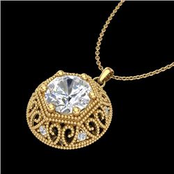 1.11 CTW VS/SI Diamond Solitaire Art Deco Necklace 18K Yellow Gold - REF-315X2T - 36925