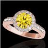 Image 1 : 1.4 CTW Certified Si/I Fancy Intense Yellow Diamond Solitaire Halo Ring 10K Rose Gold - REF-180X2T -