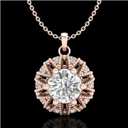 1.2 CTW VS/SI Diamond Art Deco Micro Pave Stud Necklace 18K Rose Gold - REF-220F2N - 36999