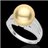 Image 2 : 0.30 CTW Micro Pave VS/SI Diamond & Golden Pearl Designer Ring 18K White Gold - REF-50T8M - 22625