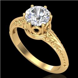 1 CTW VS/SI Diamond Art Deco Ring 18K Yellow Gold - REF-361A8X - 37252