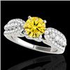 Image 1 : 2 CTW Certified Si/I Fancy Intense Yellow Diamond Solitaire Ring 10K White Gold - REF-305H5A - 35275