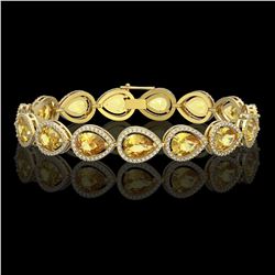 17.3 CTW Fancy Citrine & Diamond Halo Bracelet 10K Yellow Gold - REF-282W9F - 41278