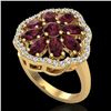 Image 1 : 3 CTW Garnet & VS/SI Diamond Cluster Designer Halo Ring 10K Yellow Gold - REF-52A2X - 20783