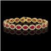 Image 1 : 15.2 CTW Ruby & Diamond Halo Bracelet 10K Yellow Gold - REF-255Y3K - 40456