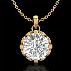 1.5 CTW VS/SI Diamond Solitaire Art Deco Stud Necklace 18K Yellow Gold - REF-363F5N - 36847