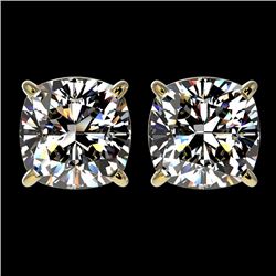 2.50 CTW Certified VS/SI Quality Cushion Cut Diamond Stud Earrings 10K Yellow Gold - REF-840X2T - 33