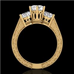 2.01 CTW VS/SI Diamond Solitaire Art Deco 3 Stone Ring 18K Yellow Gold - REF-527A3X - 36931