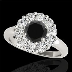 2.85 CTW Certified VS Black Diamond Solitaire Halo Ring 10K White Gold - REF-140W9F - 34435