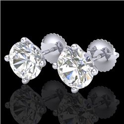 3.01 CTW VS/SI Diamond Solitaire Art Deco Stud Earrings 18K White Gold - REF-927F3N - 37310