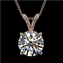 1.25 CTW Certified H-SI/I Quality Diamond Solitaire Necklace 10K Rose Gold - REF-240F2N - 33202