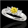 Image 1 : 2 CTW Certified Si/I Fancy Intense Yellow Diamond 3 Stone Solitaire Ring 10K White Gold - REF-349Y8K