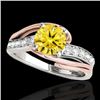 Image 1 : 1.5 CTW Certified Si Intense Diamond Bypass Solitaire Ring 10K White & Rose Gold - REF-218A2X - 3512