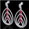 Image 1 : 4 CTW Ruby & Micro Pave VS/SI Diamond Designer Earrings 18K White Gold - REF-307Y3K - 22457