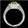 Image 2 : 2 CTW Certified Si/I Fancy Intense Yellow Diamond Solitaire Halo Ring 10K White Gold - REF-253H6A - 