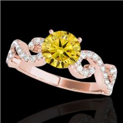 1.4 CTW Certified Si/I Fancy Intense Yellow Diamond Solitaire Ring 10K Rose Gold - REF-162M4H - 3524