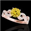 Image 1 : 1.4 CTW Certified Si/I Fancy Intense Yellow Diamond Solitaire Ring 10K Rose Gold - REF-162M4H - 3524