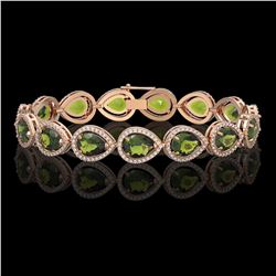 19.7 CTW Tourmaline & Diamond Halo Bracelet 10K Rose Gold - REF-361N3Y - 41256