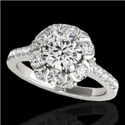 2.05 CTW H-SI/I Certified Diamond Solitaire Halo Ring 10K White Gold - REF-245T5M - 33909