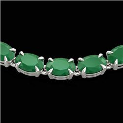 40 CTW Emerald Eternity Tennis Necklace 14K White Gold - REF-254Y5K - 23373