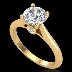 1.36 CTW VS/SI Diamond Solitaire Art Deco Ring 18K Yellow Gold - REF-405A2X - 37291