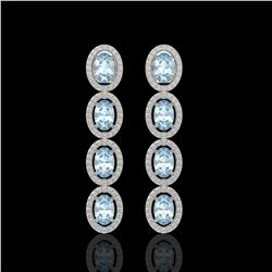 4.68 CTW Aquamarine & Diamond Halo Earrings 10K White Gold - REF-115K6W - 40526