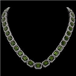 80.65 CTW Tourmaline & Diamond Halo Necklace 10K White Gold - REF-1047X6T - 41495