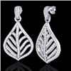 Image 2 : 2.50 CTW Micro Pave VS/SI Diamond Earrings Designer 18K White Gold - REF-214H5A - 21151