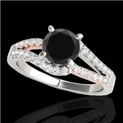 1.65 CTW Certified VS Black Diamond Solitaire Ring 10K White & Rose Gold - REF-74T8M - 35302