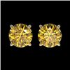 Image 1 : 1.54 CTW Certified Intense Yellow SI Diamond Solitaire Stud Earrings 10K Yellow Gold - REF-192W2F - 