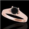 Image 1 : 1 CTW Certified VS Black Diamond Solitaire Ring 10K Rose Gold - REF-45W3F - 35159