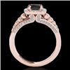 Image 2 : 2 CTW Certified VS Black Diamond Solitaire Halo Ring 10K Rose Gold - REF-101H3A - 34323