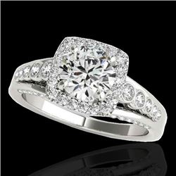 2 CTW H-SI/I Certified Diamond Solitaire Halo Ring 10K White Gold - REF-309M3H - 34319