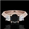 Image 2 : 1.81 CTW Fancy Black Diamond Solitaire Art Deco 3 Stone Ring 18K Rose Gold - REF-180Y2K - 38025