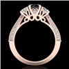 Image 4 : 1.81 CTW Fancy Black Diamond Solitaire Art Deco 3 Stone Ring 18K Rose Gold - REF-180Y2K - 38025