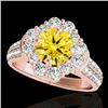 Image 1 : 2.16 CTW Certified Si/I Fancy Intense Yellow Diamond Solitaire Halo Ring 10K Rose Gold - REF-221H8A 