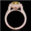 Image 2 : 2.16 CTW Certified Si/I Fancy Intense Yellow Diamond Solitaire Halo Ring 10K Rose Gold - REF-221H8A 