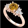 Image 1 : 1.5 CTW Intense Fancy Yellow Diamond Solitaire Classic Ring 18K Rose Gold - REF-218N2Y - 37603